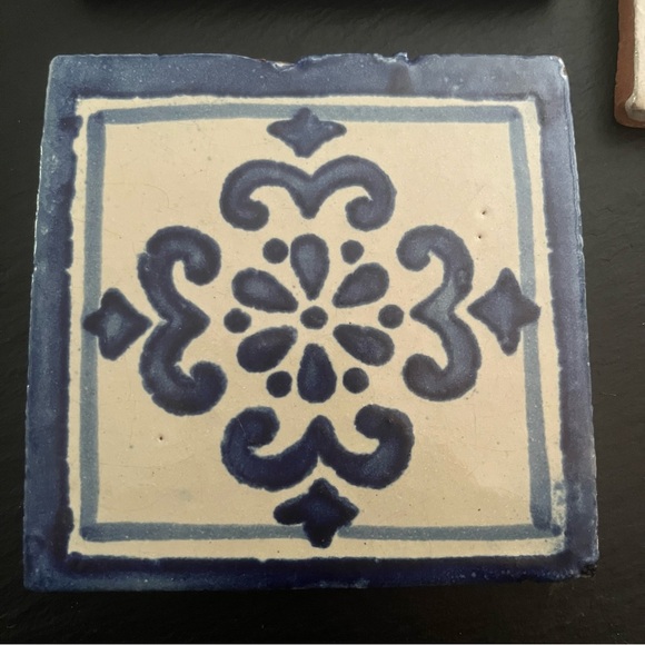 Mexican Hand Painted Terra-Cotta Talavera Vintage Tiles Set of 3 - Picture 2 of 10